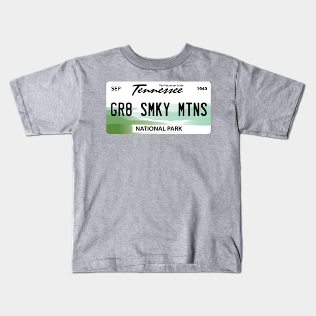 Great Smoky Mountains - TN License Plate Kids T-Shirt by dustinjax